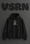 Rock Climb Design Pre-Printed Oversize Black Hooded Sweatshirt