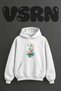 Watercolor Sailboat Design Pre-Printed Oversize White Hooded Sweatshirt