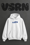 F1 Car Design Front Printed Oversize White Hooded Sweatshirt
