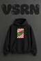 Just Keep Growing Design Pre-Printed Oversize Black Hooded Sweatshirt