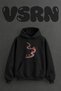 Swimming Cycling Running Design Front Printed Oversize Black Hooded Sweatshirt