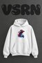 Cowboy Galaxy Design Pre-Printed Oversize White Hooded Sweatshirt