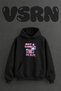 Blue Hair Girl Design Pre-Printed Oversize Black Hooded Sweatshirt