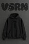Tree Barcode Design Pre-Printed Oversize Black Hooded Sweatshirt