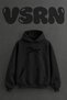 Horse Stars Design Pre-Printed Oversize Black Hooded Sweatshirt