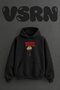 Pasta Fork_1 Design Pre-Printed Oversize Black Hooded Sweatshirt