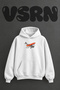 Mail Biplane Design Pre-Printed Oversize White Hooded Sweatshirt
