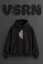 Butterfly Design Pre-Printed Oversize Black Hooded Sweatshirt