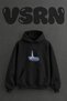 Alexandria Lighthouse Design Pre-Printed Oversize Black Hooded Sweatshirt