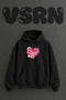Hearts Watercolor Design Pre-Printed Oversize Black Hooded Sweatshirt