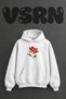 Rose Collage Design Pre-Printed Oversize White Hooded Sweatshirt