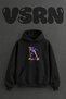 Fitness Art Design Pre-Printed Oversize Black Hooded Sweatshirt
