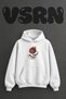 Pomegranate Ikat Design Pre-Printed Oversize White Hooded Sweatshirt