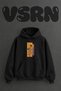 Sunflower Design Pre-Printed Oversize Black Hooded Sweatshirt