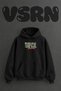 Tropical Leaves Flowers Design Pre-Printed Oversize Black Hooded Sweatshirt