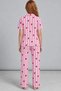 Women's Pink Comfortable Fit Shirt Collar Heart Pajama Set - 3