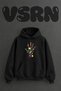Colorful Hands Design Pre-Printed Oversize Black Hooded Sweatshirt