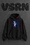 Blue Dolphin Design Pre-Printed Oversize Black Hooded Sweatshirt
