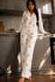 Women's White Buttoned Shirt Collar Home Wear Pajama Set - 6
