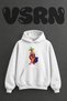 Carrot Superhero Design Pre-Printed Oversize White Hooded Sweatshirt