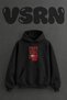 Kiz Gucu Boxing Design Pre-Printed Oversize Black Hooded Sweatshirt