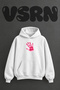 Pink Handprint Design Pre-Printed Oversize White Hooded Sweatshirt