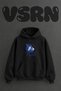 Iconic Pointing Hand Design Pre-Printed Oversize Black Hooded Sweatshirt