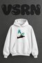 Kartal Orman Moon Design Pre-Printed Oversize White Hooded Sweatshirt
