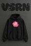 Watercolor Flower Design Pre-Printed Oversize Black Hooded Sweatshirt