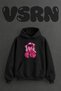 Boxing Design Pre-Printed Oversize Black Hooded Sweatshirt