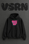 Groovy Typography Design Pre-Printed Oversize Black Hooded Sweatshirt