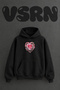 Watercolor Heart Design Pre-Printed Oversize Black Hooded Sweatshirt
