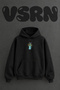 Cicek Vaso Design Pre-Printed Oversize Black Hooded Sweatshirt
