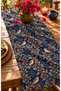 Midnight Garden Bird & Flower Patterned Navy Blue Decorative Table Runner |   Vintage Botanical Stylish Tableware Decor - 5