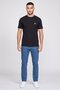 Men Crew Neck Short Sleeve Embroidered Logo T-Shirt, Black - 2