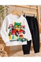 Baby Boy 100% Cotton Racing Car and Cute Teddy Bear Printed Long Sleeve Top and Bottom 2-Piece Set - 4