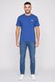 Men Crew Neck Short Sleeve Embroidered Logo T-Shirt , Blue - 2