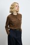 Zendaya Wool Blend Buttoned Crew Neck Cardigan Light Brown - 5