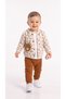 Alphabet Patterned Baby Boy Top and Bottom Set with Teddy Bear, 3-Piece Set - 2