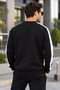 Men's Striped 0-Collar Sweatshirt - 2