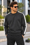 Men's Striped 0-Collar Sweatshirt