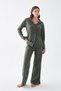 Women's Khaki Buttoned Cotton Pajama Set