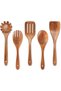 5-Piece Natural Acacia Wood Kitchen Utensil Set,Hand-Polished Wooden Spatulas and Scoops for Cooking