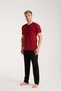 Men's Burgundy Button Collar Short Sleeve Pajama Set