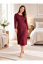 Women's Viscose Nightgown Long Sleeve Lace Detailed Below Knee Stylish Homewear 39-41