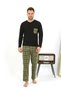 Men's Long Sleeve Combed Cotton Black Pajama Set - 3