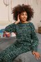 Women's Long Sleeve 3 Thread Combed Cotton Pajama Set Green - 2
