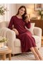 Women's Viscose Nightgown Long Sleeve Lace Detailed Below Knee Stylish Homewear 39-41 - 2