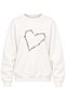 Women's Ecru Heart Printed Crew Neck Oversize Sweatshirt - 4