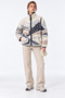4981 Women's Pine Forest Patterned Soft Textured Fleece Sweatshirt with Pockets - 5